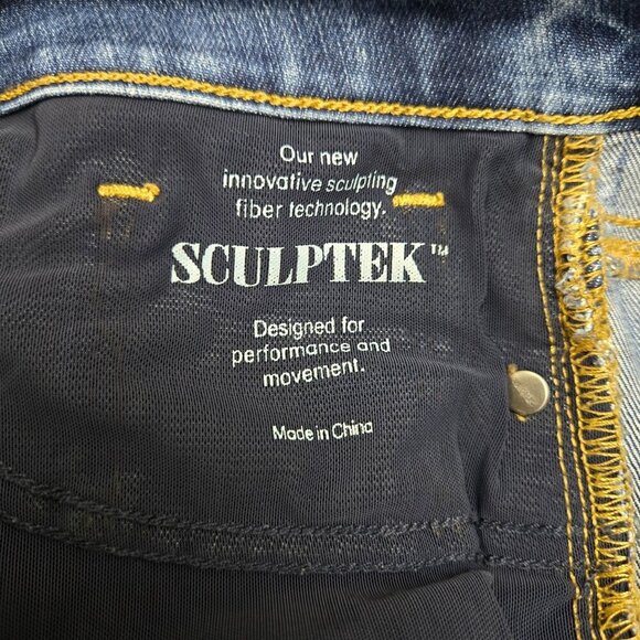 Athleta Sculptek Skinny‎ Jeans Size 6 Blue Denim Stretch Classic Dark Side Seam - Picture 5 of 9